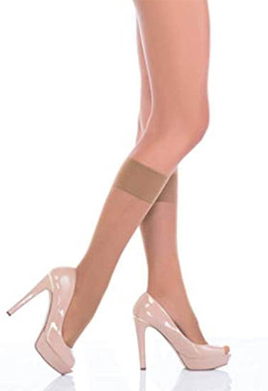 Voilai knee high sheer nude color stocking Snazzyway
